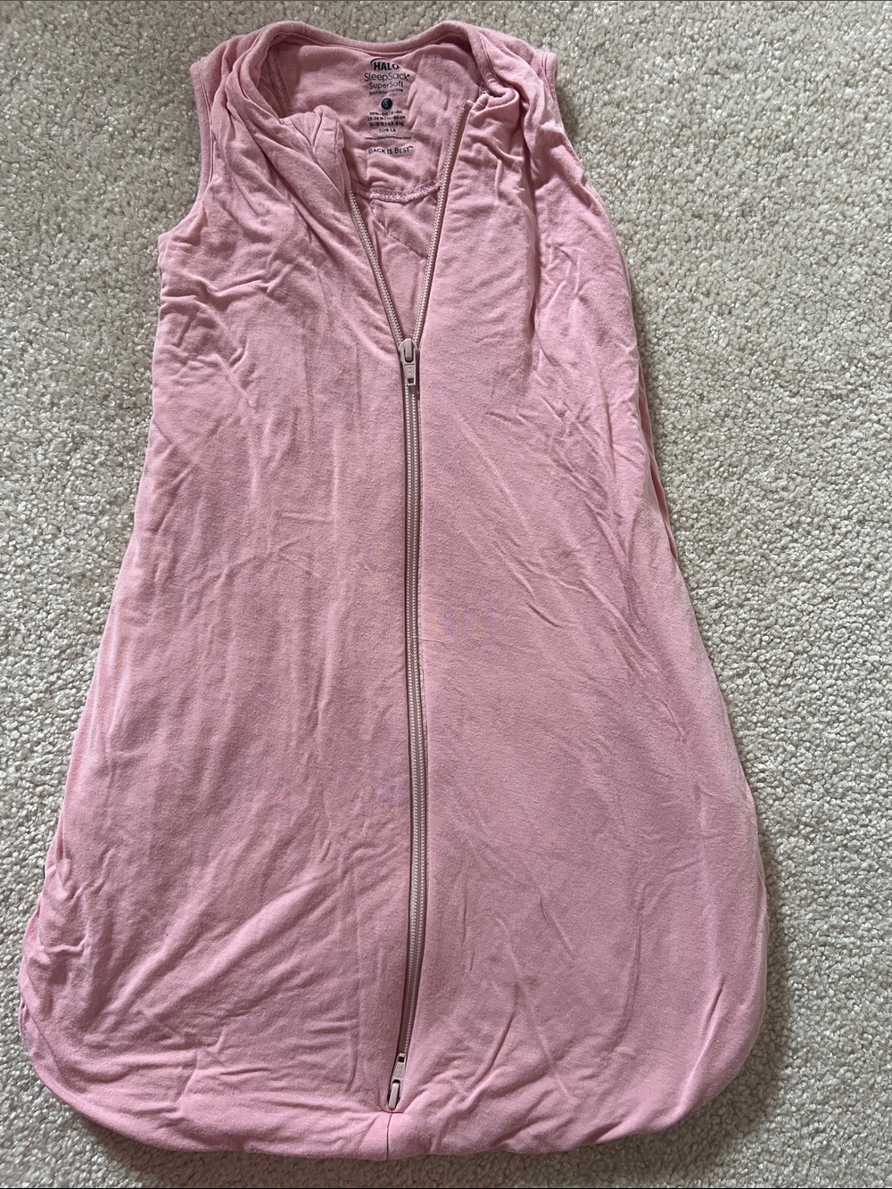 Halo Pink Sleeveless Zip-Front Baby Sleep Sack